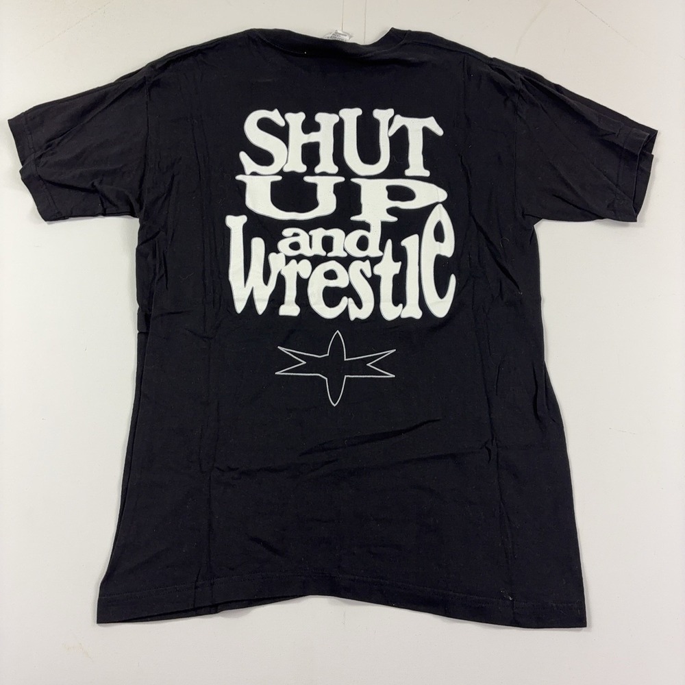 Vintage WCW NWo Shirt Mens L Black Shut Up And Wrestle Graphic Wrestling Tee 90s